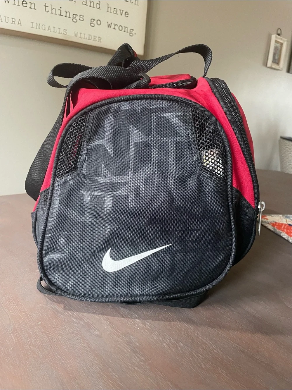 Nike Red and Black Duffel with White Swoosh Logo